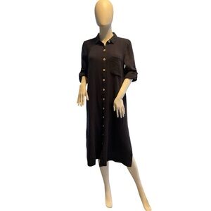 J. Jill Gauzy Cotton Midi Shirt Dress